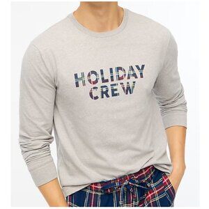 J. Crew Men's Holiday Crew Graphic Long Sleeves Regular Fit Tee Gray Size M NWT
